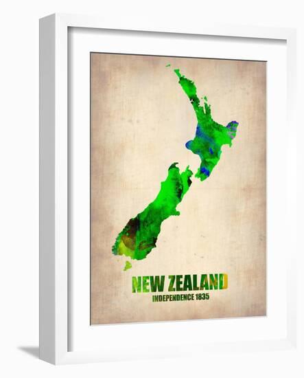 New Zealand Watercolor Map-NaxArt-Framed Art Print