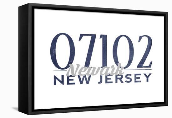 Newark, New Jersey - 07102 Zip Code (Blue)-Lantern Press-Framed Stretched Canvas