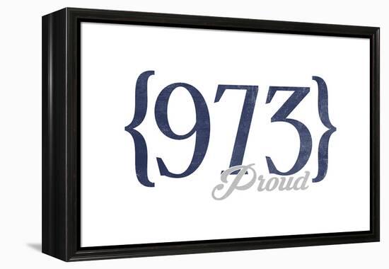 Newark, New Jersey - 973 Area Code (Blue)-Lantern Press-Framed Stretched Canvas