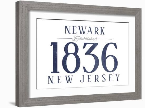 Newark, New Jersey - Established Date (Blue)-Lantern Press-Framed Art Print