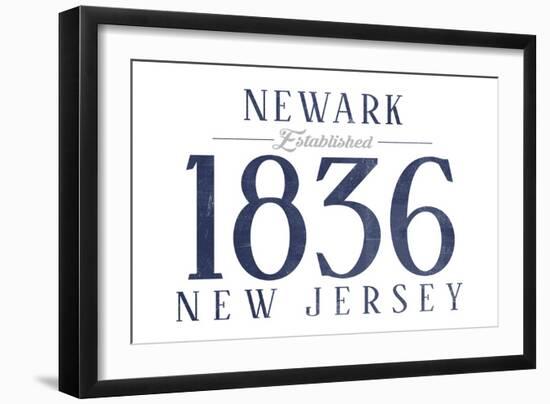 Newark, New Jersey - Established Date (Blue)-Lantern Press-Framed Art Print