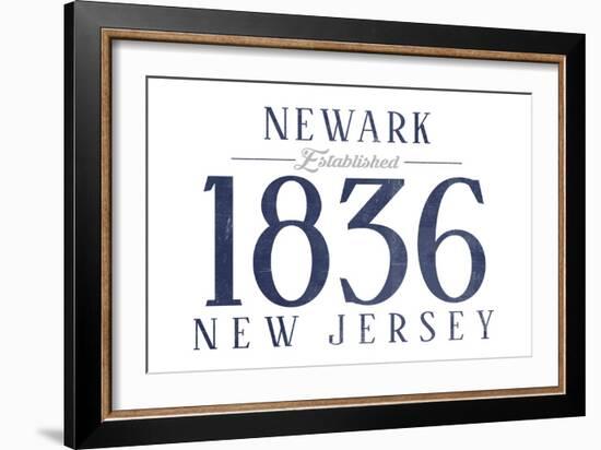 Newark, New Jersey - Established Date (Blue)-Lantern Press-Framed Art Print