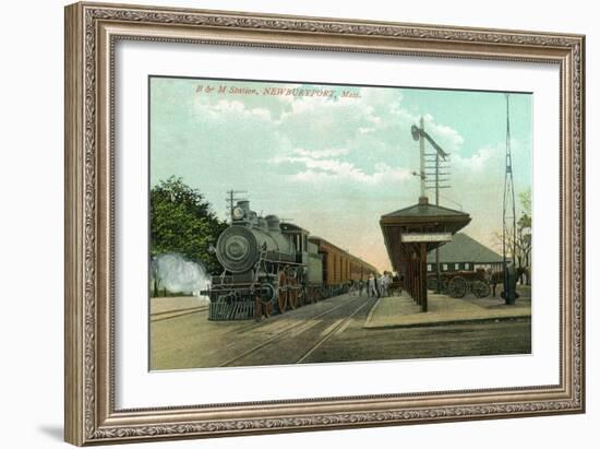 Newburyport, Massachusetts - Boston and Maine Railway Station-Lantern Press-Framed Art Print