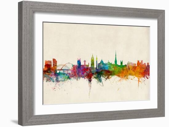 Newcastle England Skyline-Michael Tompsett-Framed Art Print