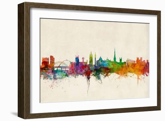 Newcastle England Skyline-Michael Tompsett-Framed Art Print