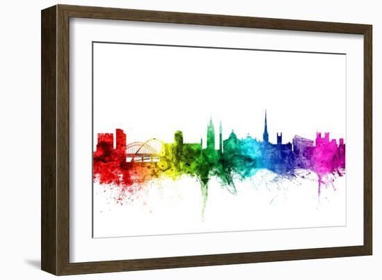 Newcastle England Skyline-Michael Tompsett-Framed Art Print