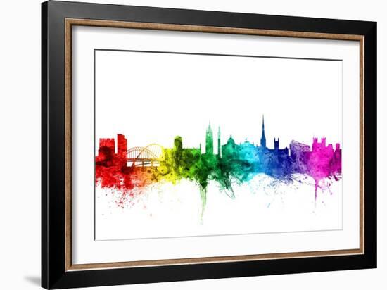 Newcastle England Skyline-Michael Tompsett-Framed Art Print