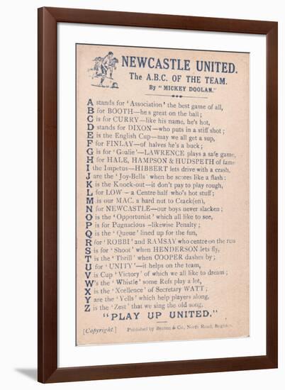 Newcastle United: the A.B.C. of the Team, 1919-20-null-Framed Premium Giclee Print