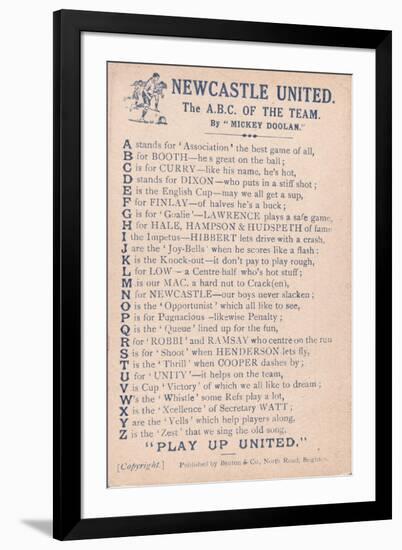 Newcastle United: the A.B.C. of the Team, 1919-20-null-Framed Premium Giclee Print