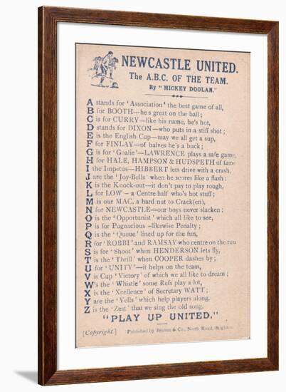 Newcastle United: the A.B.C. of the Team, 1919-20-null-Framed Premium Giclee Print