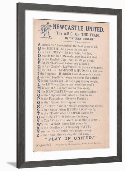 Newcastle United: the A.B.C. of the Team, 1919-20-null-Framed Premium Giclee Print