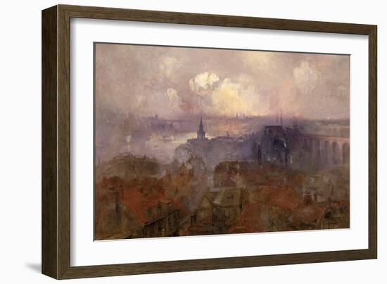 Newcastle Upon Tyne from the East, 1898-Niels Moller Lund-Framed Giclee Print