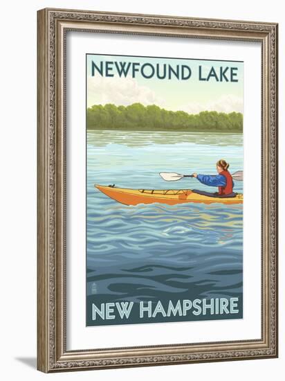 Newfound Lake, New Hampshire - Kayak Scene-Lantern Press-Framed Art Print