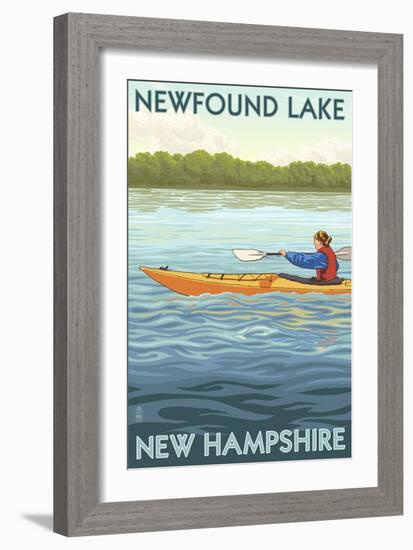 Newfound Lake, New Hampshire - Kayak Scene-Lantern Press-Framed Art Print