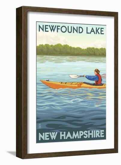 Newfound Lake, New Hampshire - Kayak Scene-Lantern Press-Framed Art Print