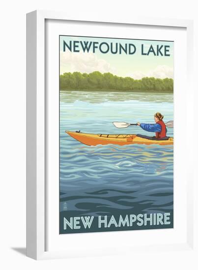 Newfound Lake, New Hampshire - Kayak Scene-Lantern Press-Framed Art Print