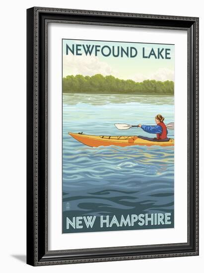 Newfound Lake, New Hampshire - Kayak Scene-Lantern Press-Framed Art Print