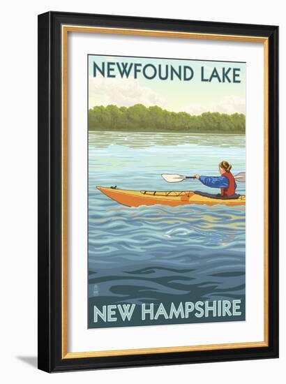 Newfound Lake, New Hampshire - Kayak Scene-Lantern Press-Framed Art Print