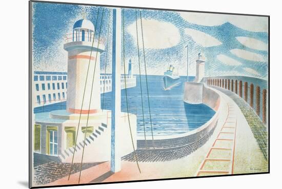 Newhaven Harbour-Eric Ravilious-Mounted Giclee Print