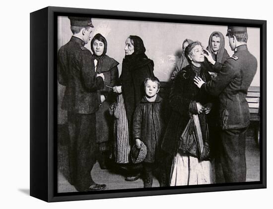 Newly Arrived Immigrants Undergoing Medical Examination on Ellis Island, New York, c.1910-null-Framed Premier Image Canvas