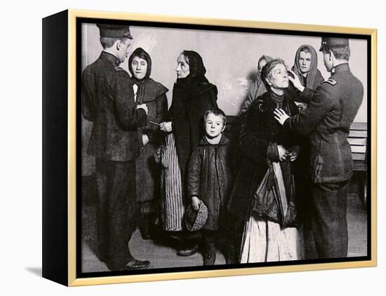 Newly Arrived Immigrants Undergoing Medical Examination on Ellis Island, New York, c.1910-null-Framed Premier Image Canvas