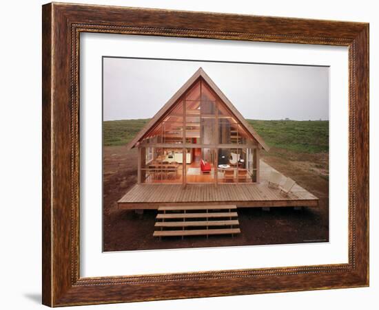 Newly Constructed Prefabricated House on Block Island with Large Wrap Around Deck-John Zimmerman-Framed Photographic Print