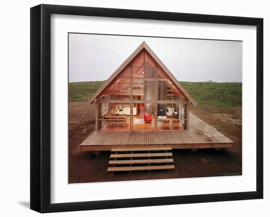 Newly Constructed Prefabricated House on Block Island with Large Wrap Around Deck-John Zimmerman-Framed Photographic Print