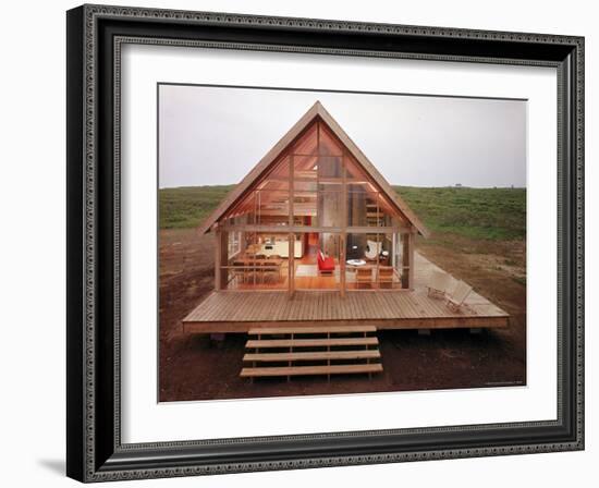 Newly Constructed Prefabricated House on Block Island with Large Wrap Around Deck-John Zimmerman-Framed Photographic Print