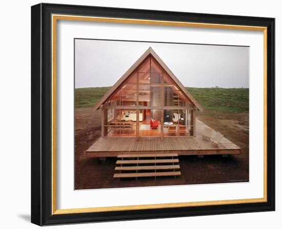 Newly Constructed Prefabricated House on Block Island with Large Wrap Around Deck-John Zimmerman-Framed Photographic Print