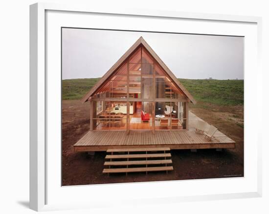 Newly Constructed Prefabricated House on Block Island with Large Wrap Around Deck-John Zimmerman-Framed Photographic Print