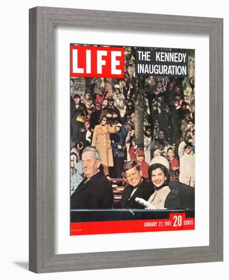 Newly-Elected President John F. Kennedy and Wife Jacqueline Enroute to the White House, January '61-Leonard Mccombe-Framed Photographic Print