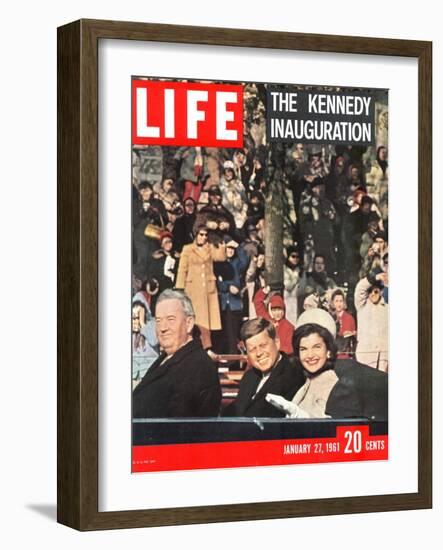 Newly-Elected President John F. Kennedy and Wife Jacqueline Enroute to the White House, January '61-Leonard Mccombe-Framed Photographic Print