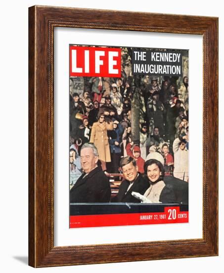 Newly-Elected President John F. Kennedy and Wife Jacqueline Enroute to the White House, January '61-Leonard Mccombe-Framed Photographic Print