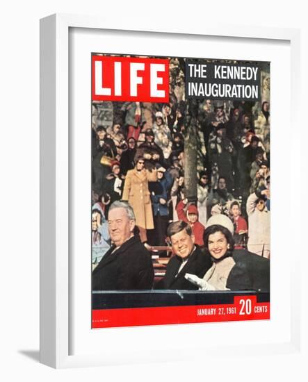 Newly-Elected President John F. Kennedy and Wife Jacqueline Enroute to the White House, January '61-Leonard Mccombe-Framed Photographic Print