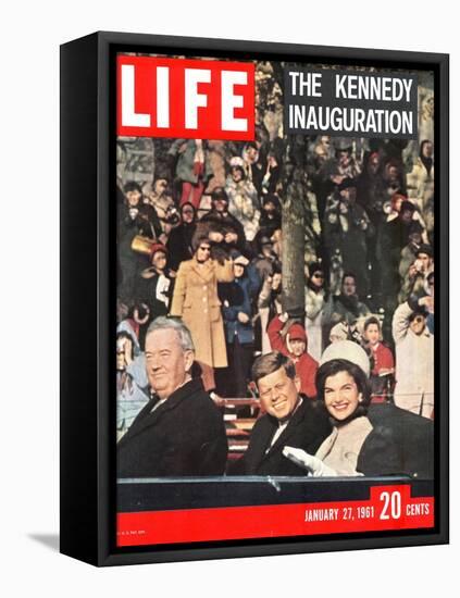 Newly-Elected President John F. Kennedy and Wife Jacqueline Enroute to the White House, January '61-Leonard Mccombe-Framed Premier Image Canvas