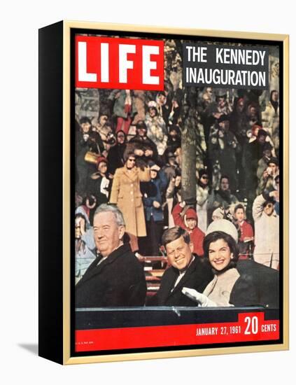 Newly-Elected President John F. Kennedy and Wife Jacqueline Enroute to the White House, January '61-Leonard Mccombe-Framed Premier Image Canvas