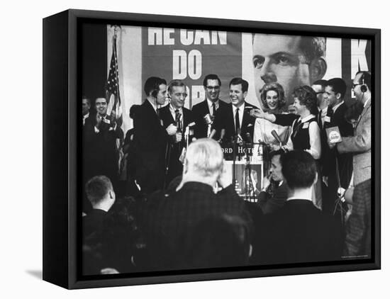 Newly Elected Senator, Edward M. Kennedy, at a Victory Celebration on Election Night-John Loengard-Framed Premier Image Canvas