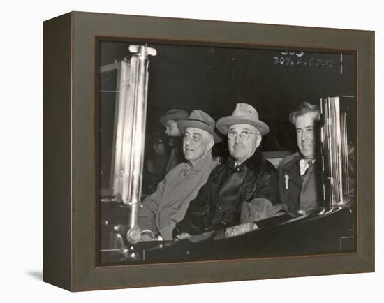 Newly Re-elected Pres. Franklin Roosevelt with VP Harry Truman Ride to the White House to Celebrate-George Skadding-Framed Premier Image Canvas
