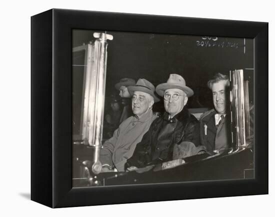 Newly Re-elected Pres. Franklin Roosevelt with VP Harry Truman Ride to the White House to Celebrate-George Skadding-Framed Premier Image Canvas