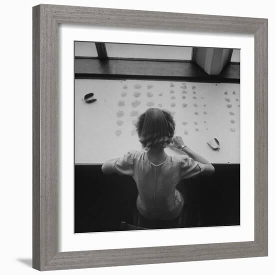 Newly Trained Girl Sorting Thousands of Dollars Worth of Diamonds-Bob Landry-Framed Photographic Print