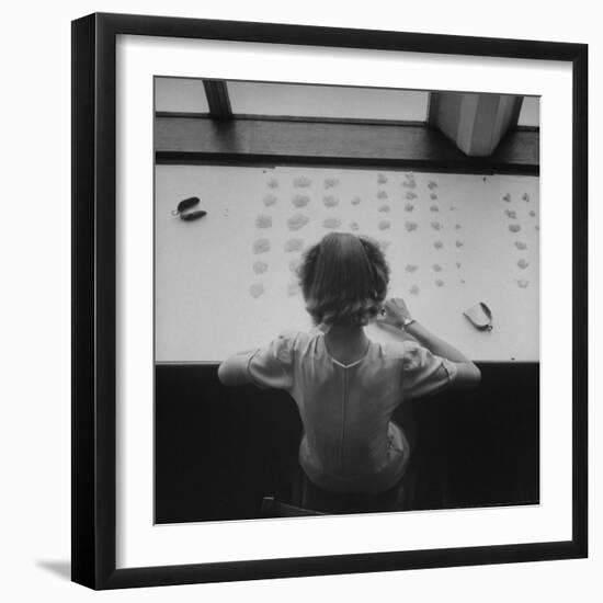 Newly Trained Girl Sorting Thousands of Dollars Worth of Diamonds-Bob Landry-Framed Photographic Print