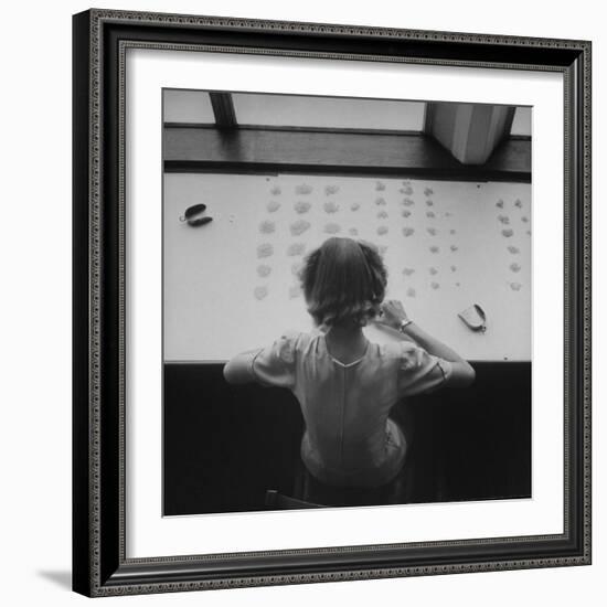 Newly Trained Girl Sorting Thousands of Dollars Worth of Diamonds-Bob Landry-Framed Photographic Print