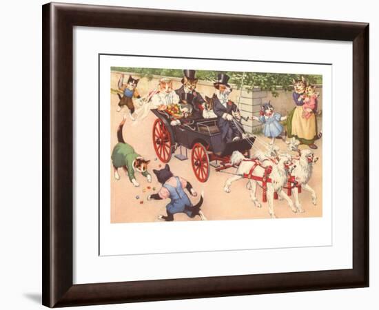 Newlywed Cats in Carriage-null-Framed Art Print