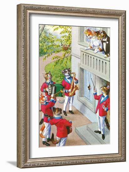 Newlywed Cats Serenade-null-Framed Art Print