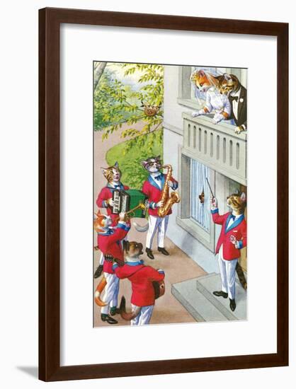 Newlywed Cats Serenade-null-Framed Art Print