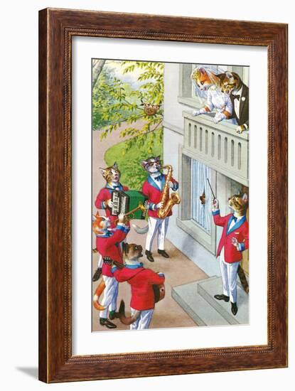 Newlywed Cats Serenade-null-Framed Art Print