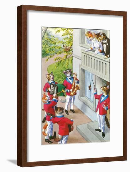 Newlywed Cats Serenade-null-Framed Art Print