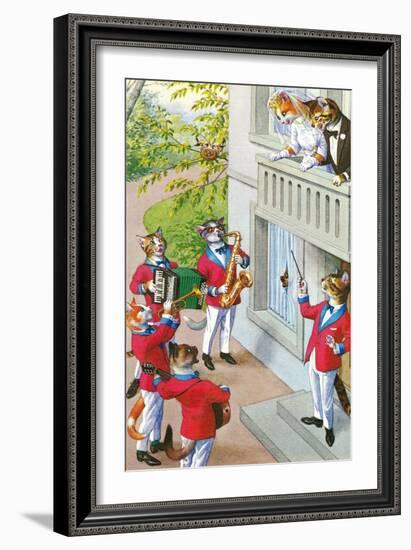 Newlywed Cats Serenade-null-Framed Art Print