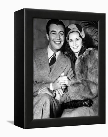 Newlyweds Robert Taylor and Barbara Stanwyck After Their Surprise Elopement, ca. 1939-null-Framed Stretched Canvas
