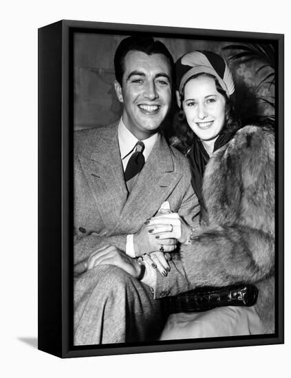 Newlyweds Robert Taylor and Barbara Stanwyck After Their Surprise Elopement, ca. 1939-null-Framed Stretched Canvas